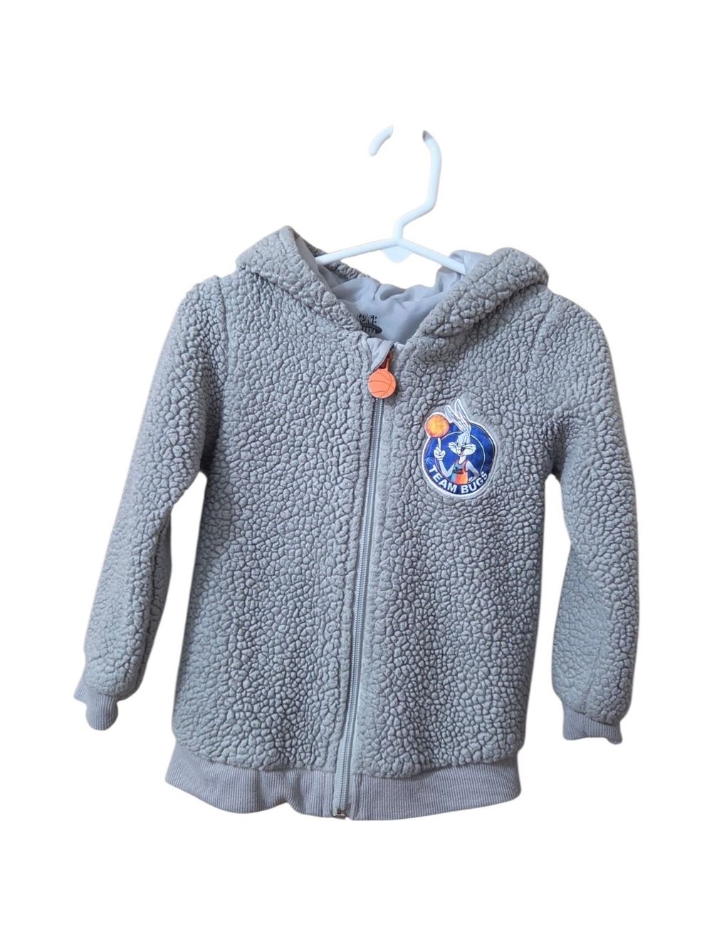 Kids' Gray Sherpa Zip Hoodie with Team Bug Patch